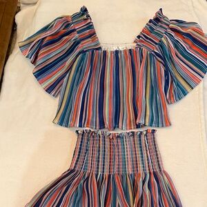 Queen of Sparkles Colorful Striped Two-Piece Set